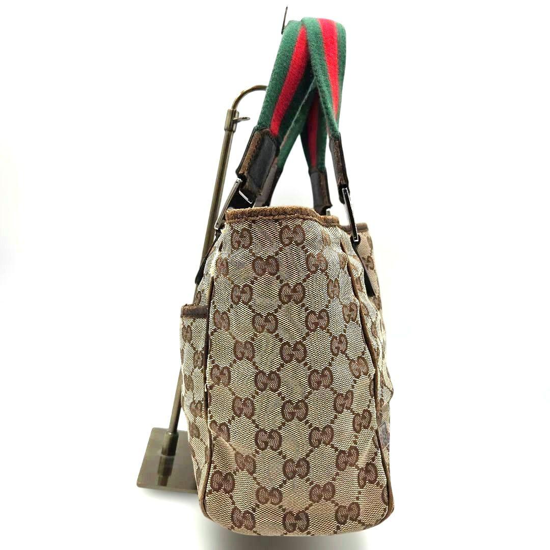 GUCCI シェリーライン GGキャンバス ホースビット ハンドバッグ ブラウン