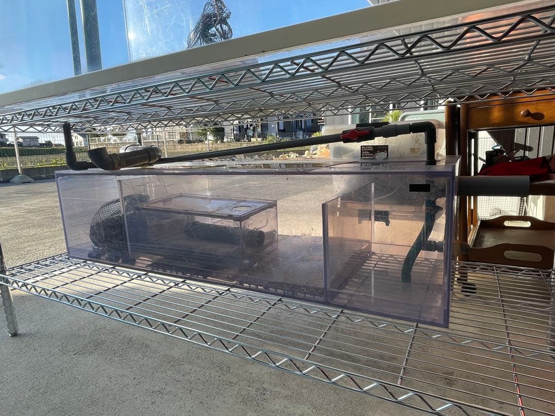 福岡県糸島市 引取限定 150×60×60中古アクリル水槽 濾過槽付き 1500