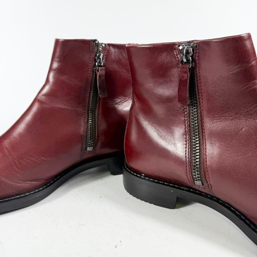 【極美品】ecco エコー　ショートブーツ（23,5）サイドジップ　本革レザー