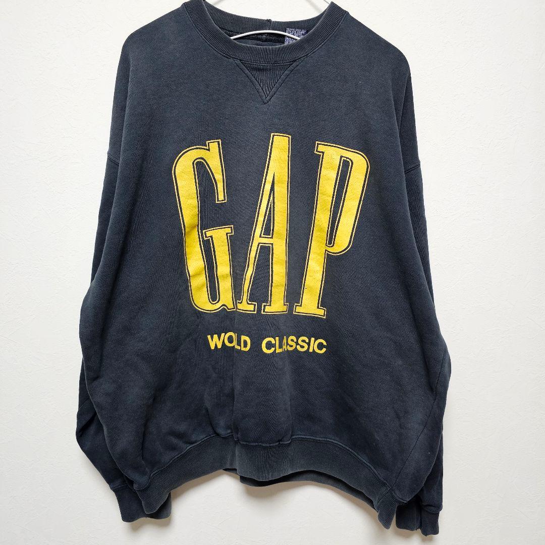 オールドGAP ネイビー ロゴ入り スウェット 90年代 Lサイズ