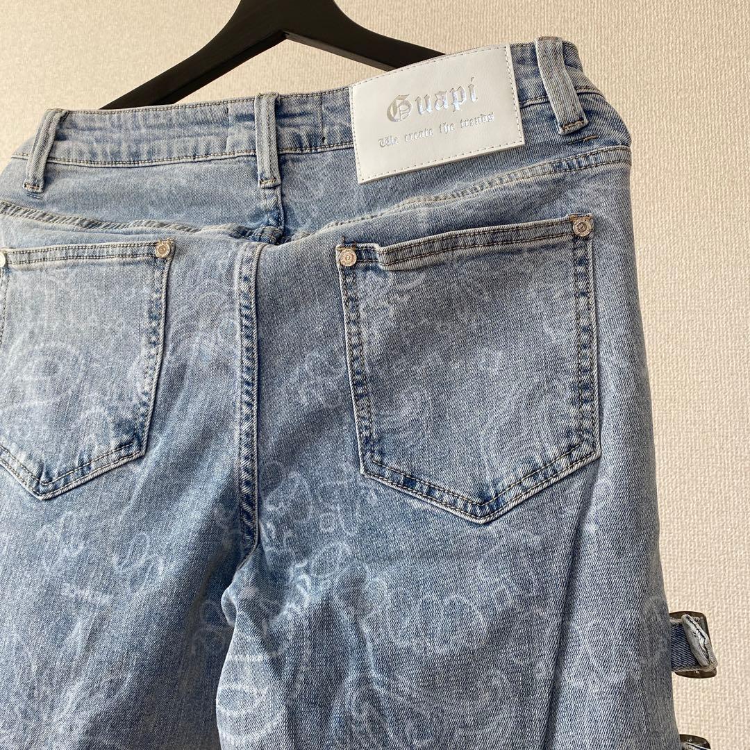 激レア新品30 GUAPI スキニー スーパースタックデニム パンツ ペイズリー