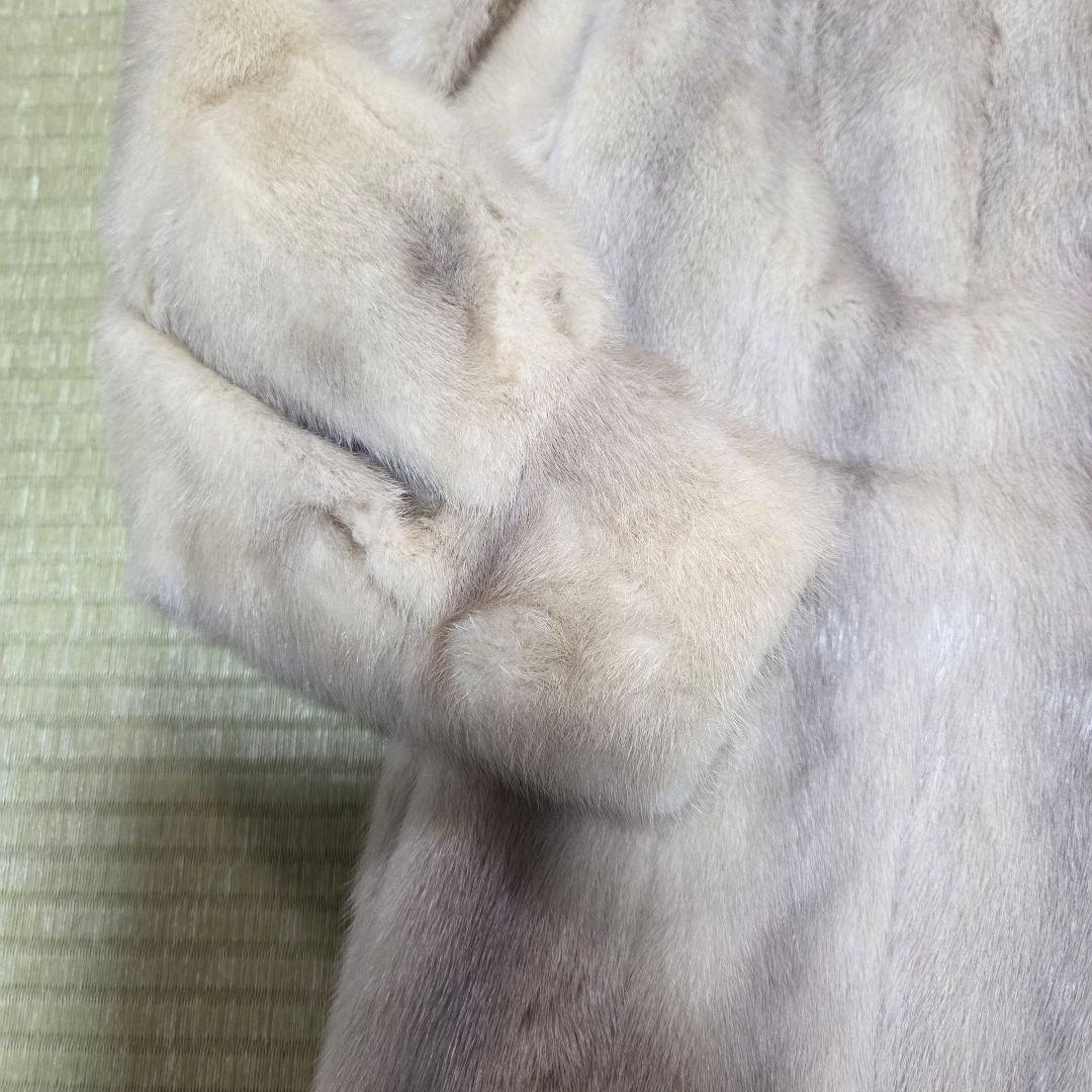 SAGAMINK デザインコート ホワイトパール 袖丈絞り 銀サガ ミンク