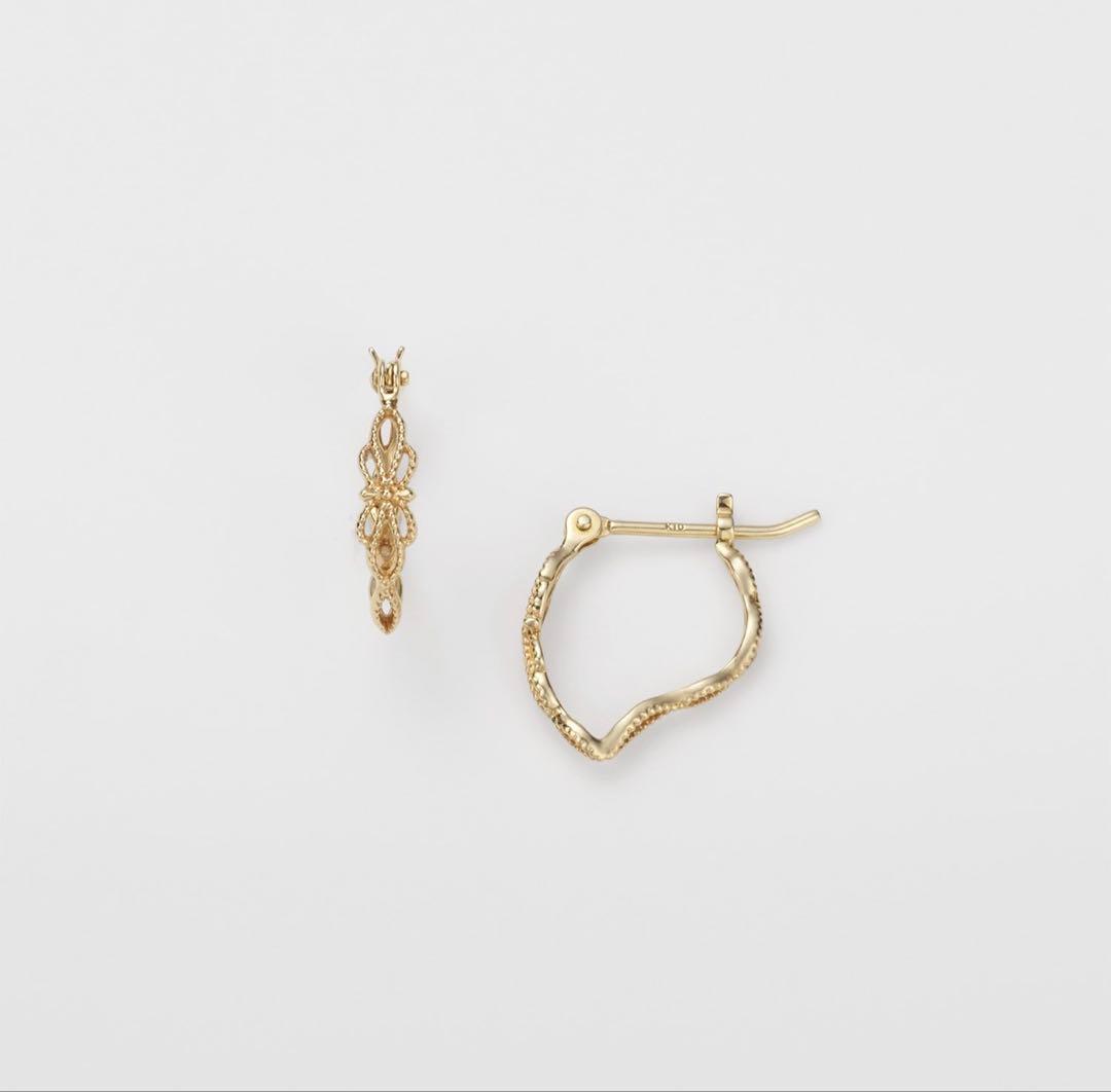 agete フープピアノ片耳K10 箱無し配送