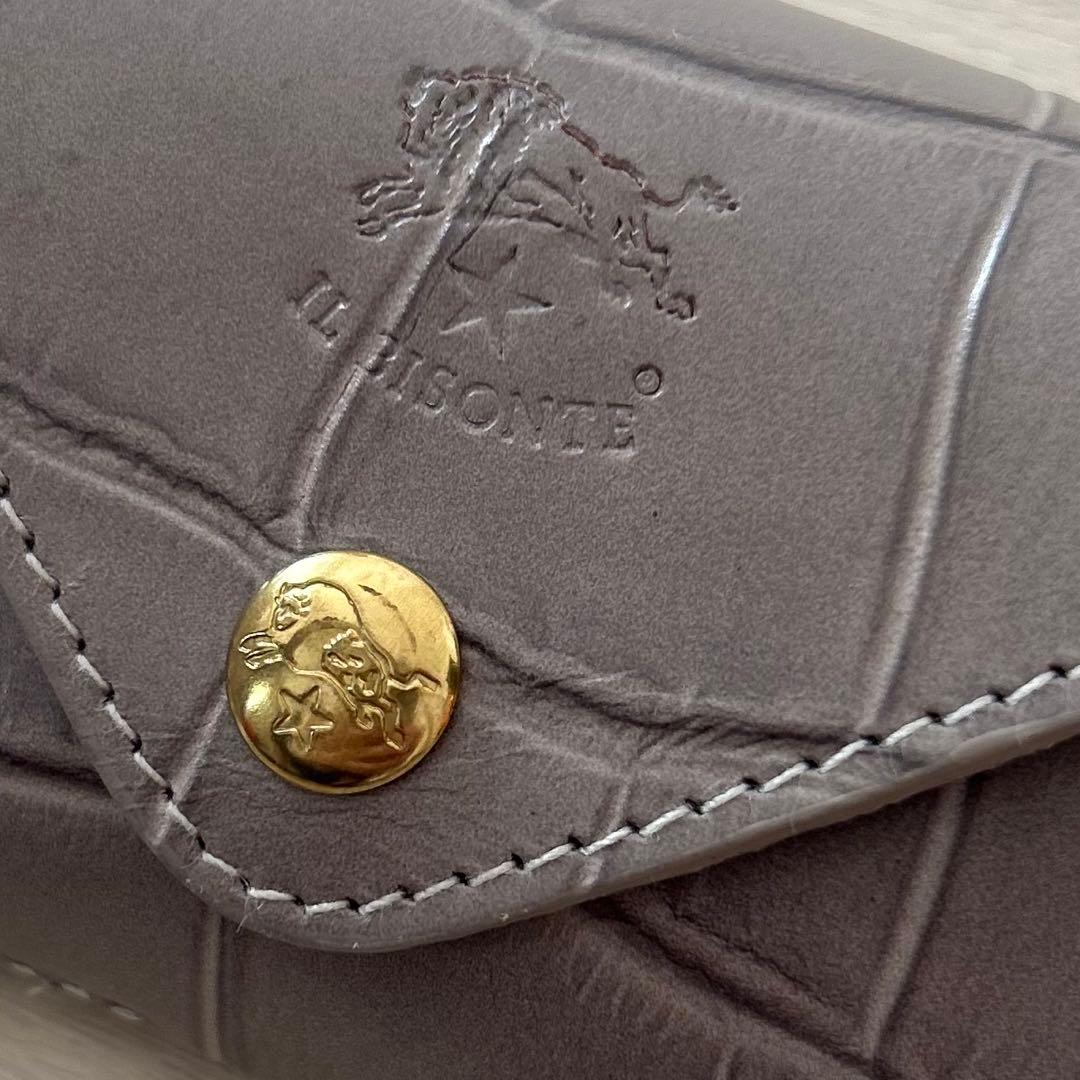 IL BISONTE イルビゾンテ グレー レザー メガネケース グラスケース