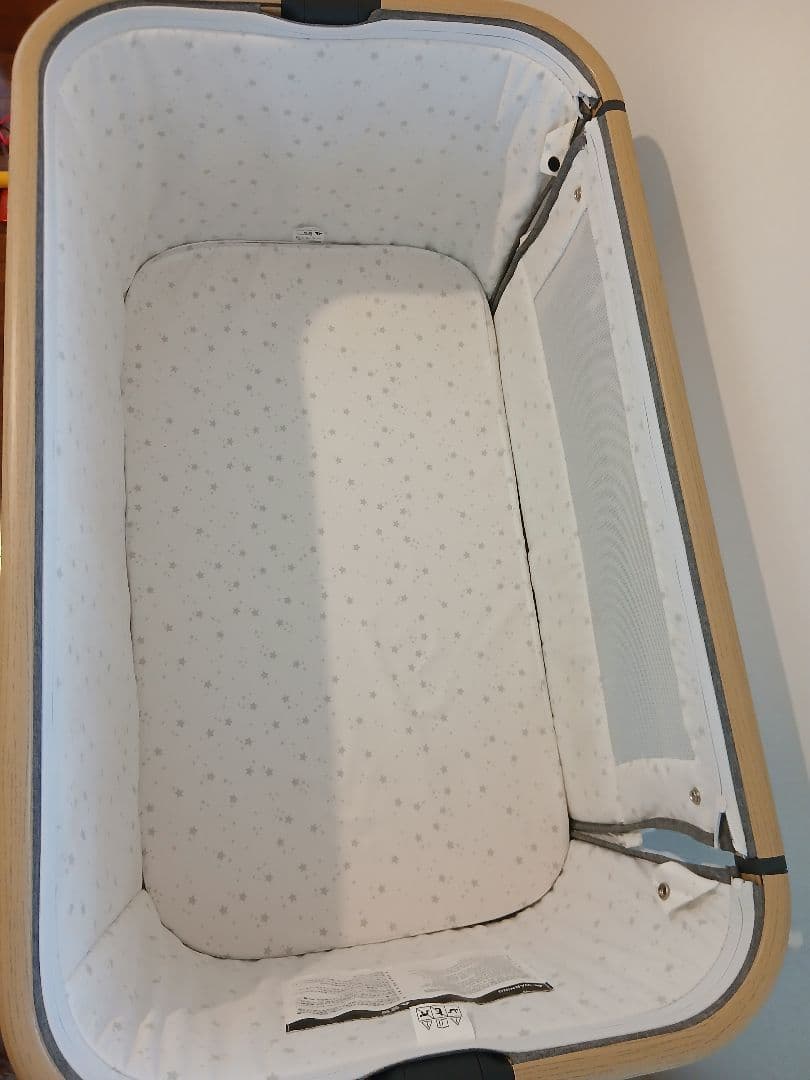 グレー ベビーベッド 下段収納付き