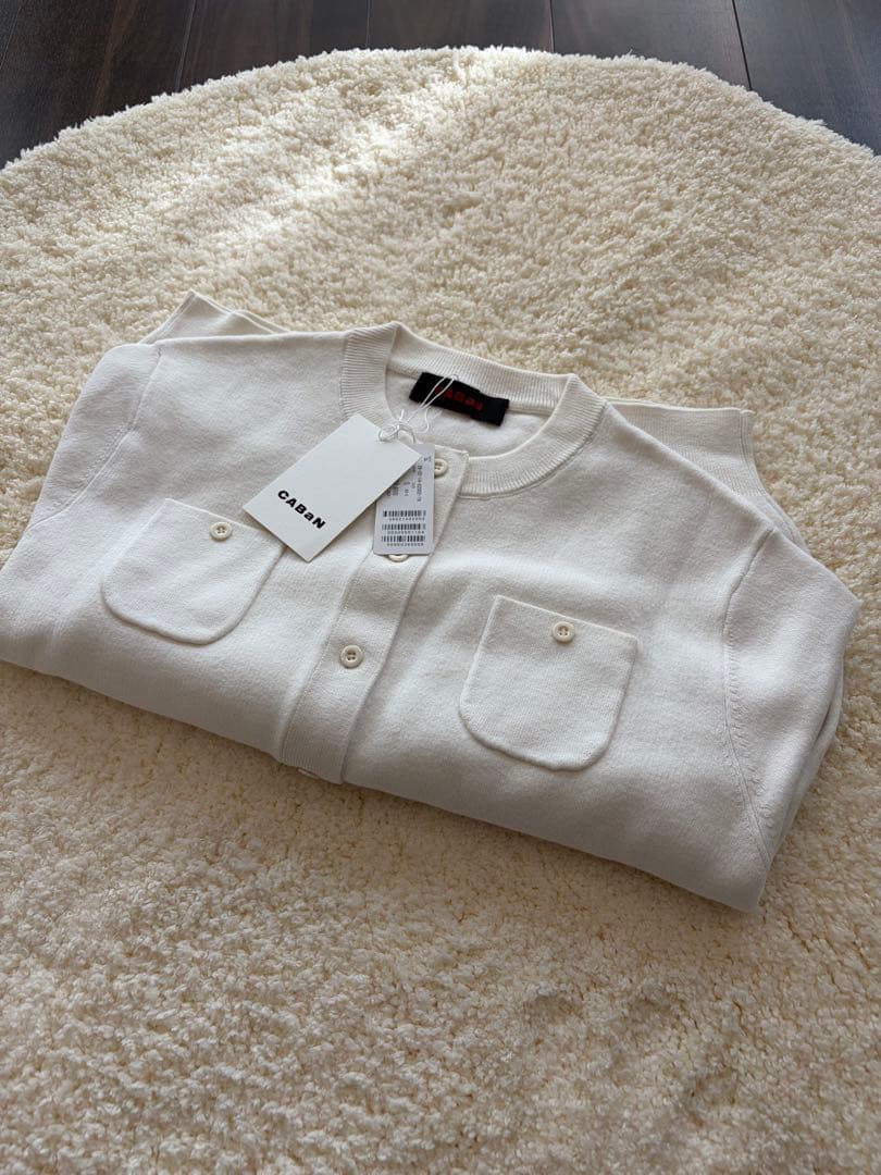 新品未使用品 タグ付き CABaN コットンカシミヤ クルーネックカーディガン