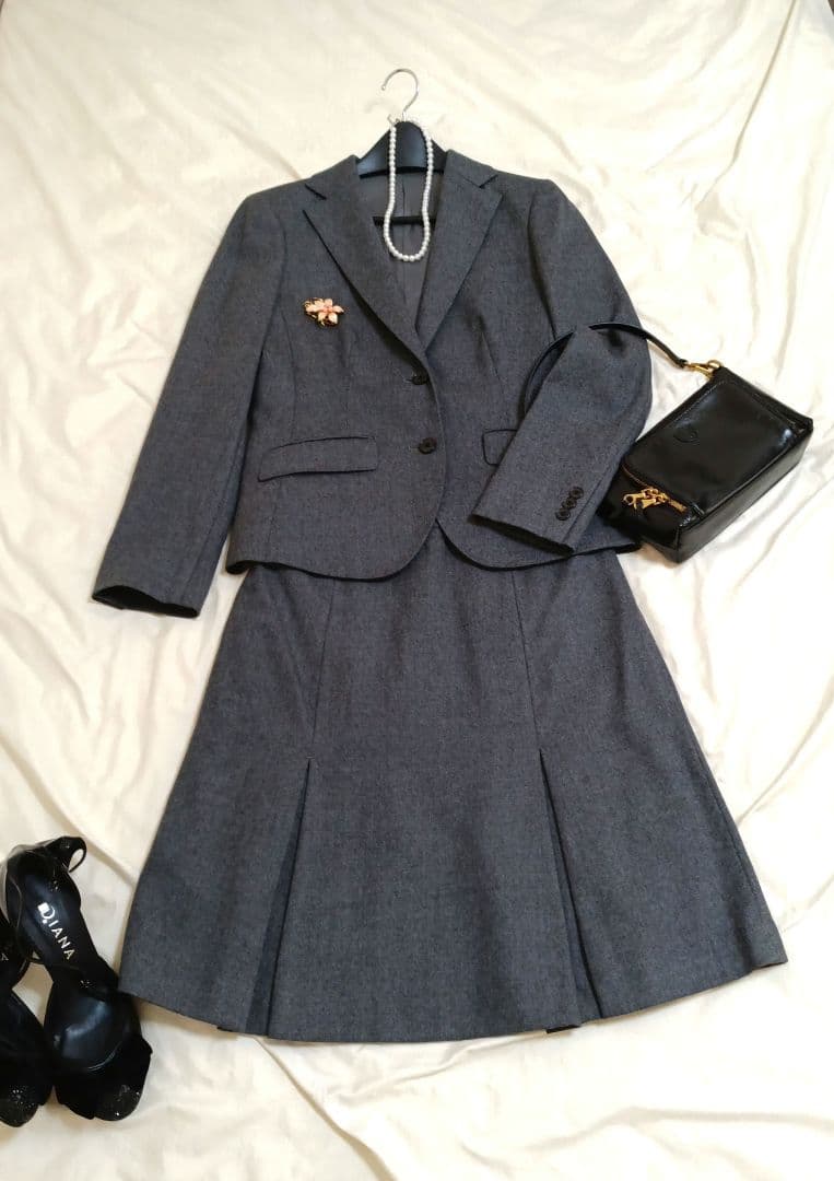 極美品NEW YORKER フォーマル　ビジネススーツ　プリーツAラインスカート