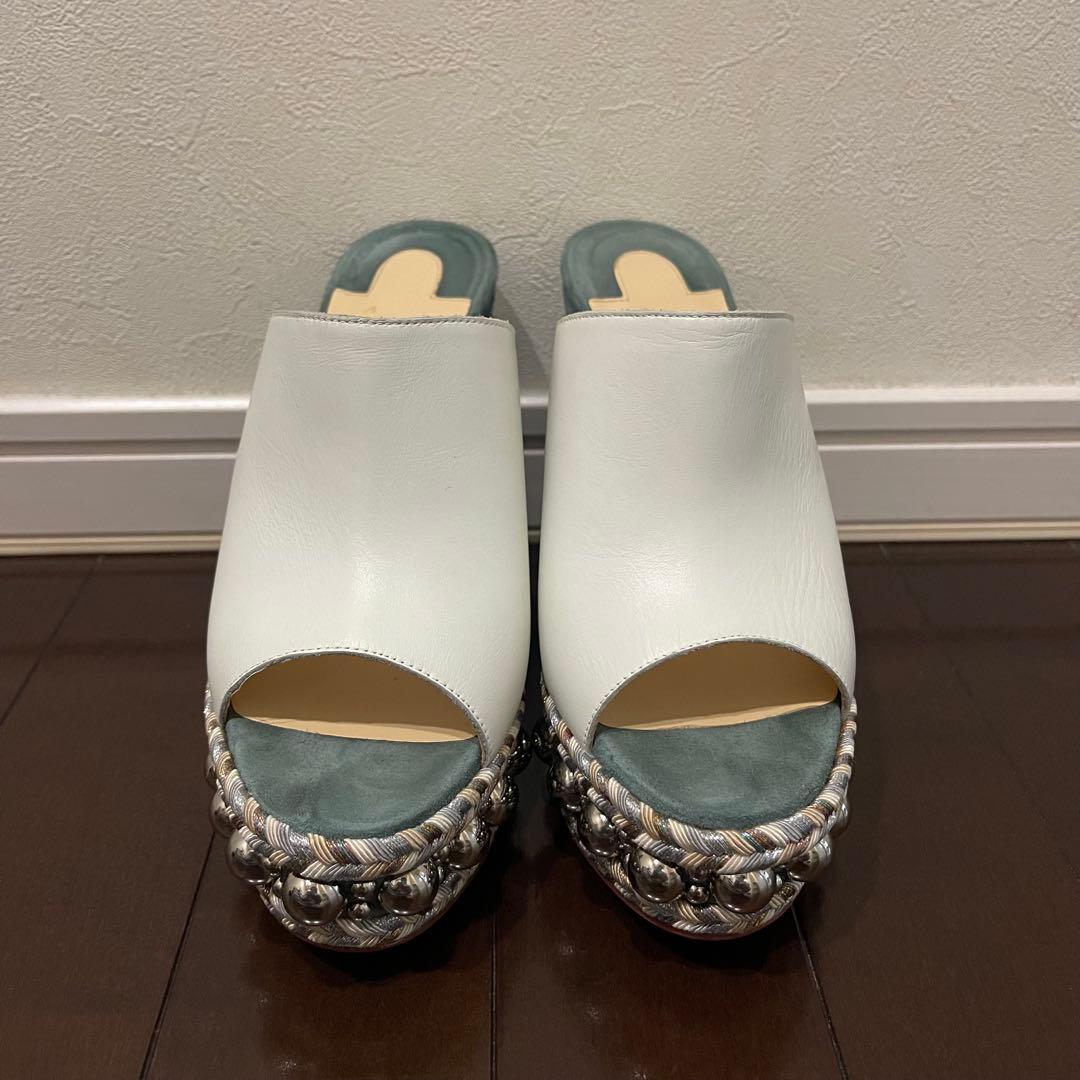 美品✨クリスチャンルブタン レザー スエード ウェッジソール サンダル 37