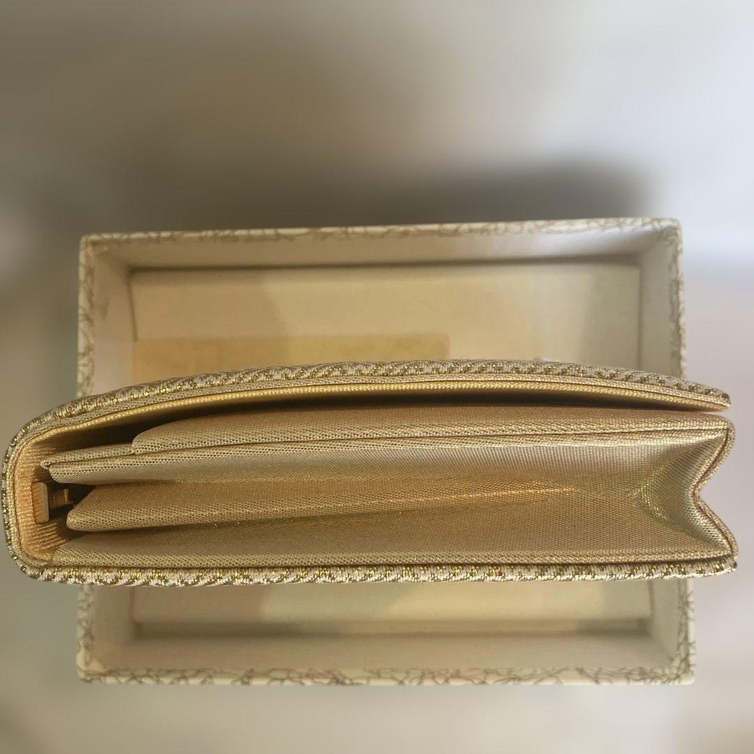 ミキモト　佐賀錦　ゴールドクラッチバッグ