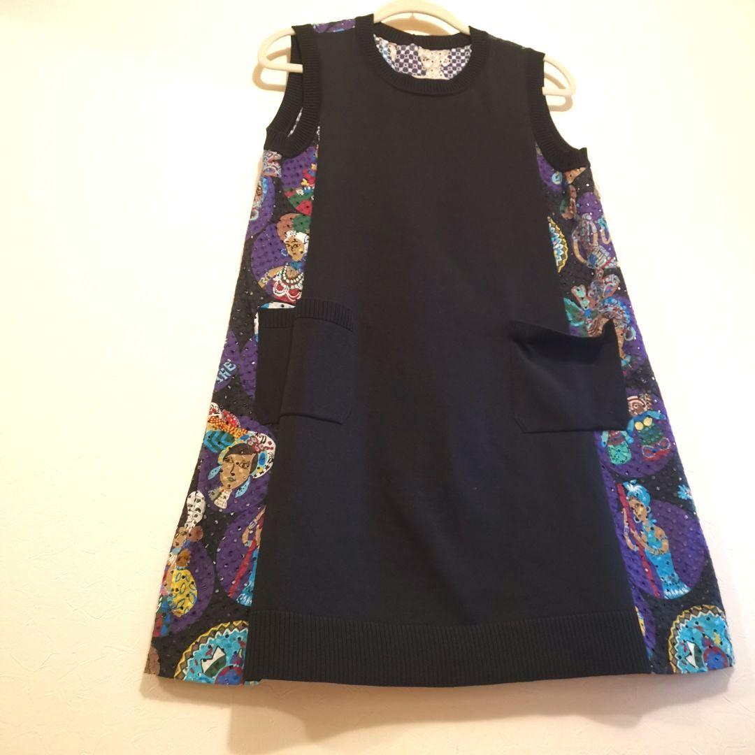 【美品】TOKUKO1erVOL　ノースリーブサマーニットチュニック ブラック