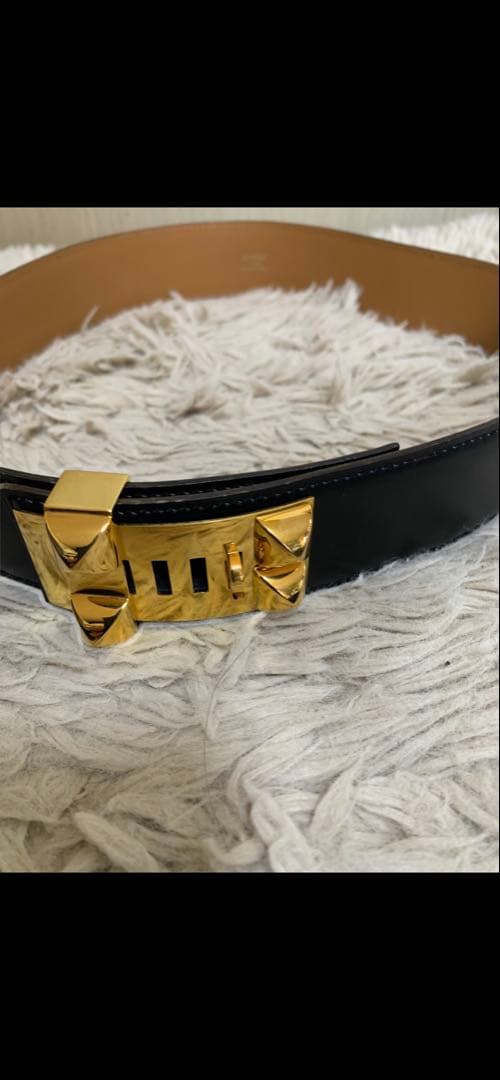 エルメス コリエドシアン メドール ベルト ブラック レディース 75cm