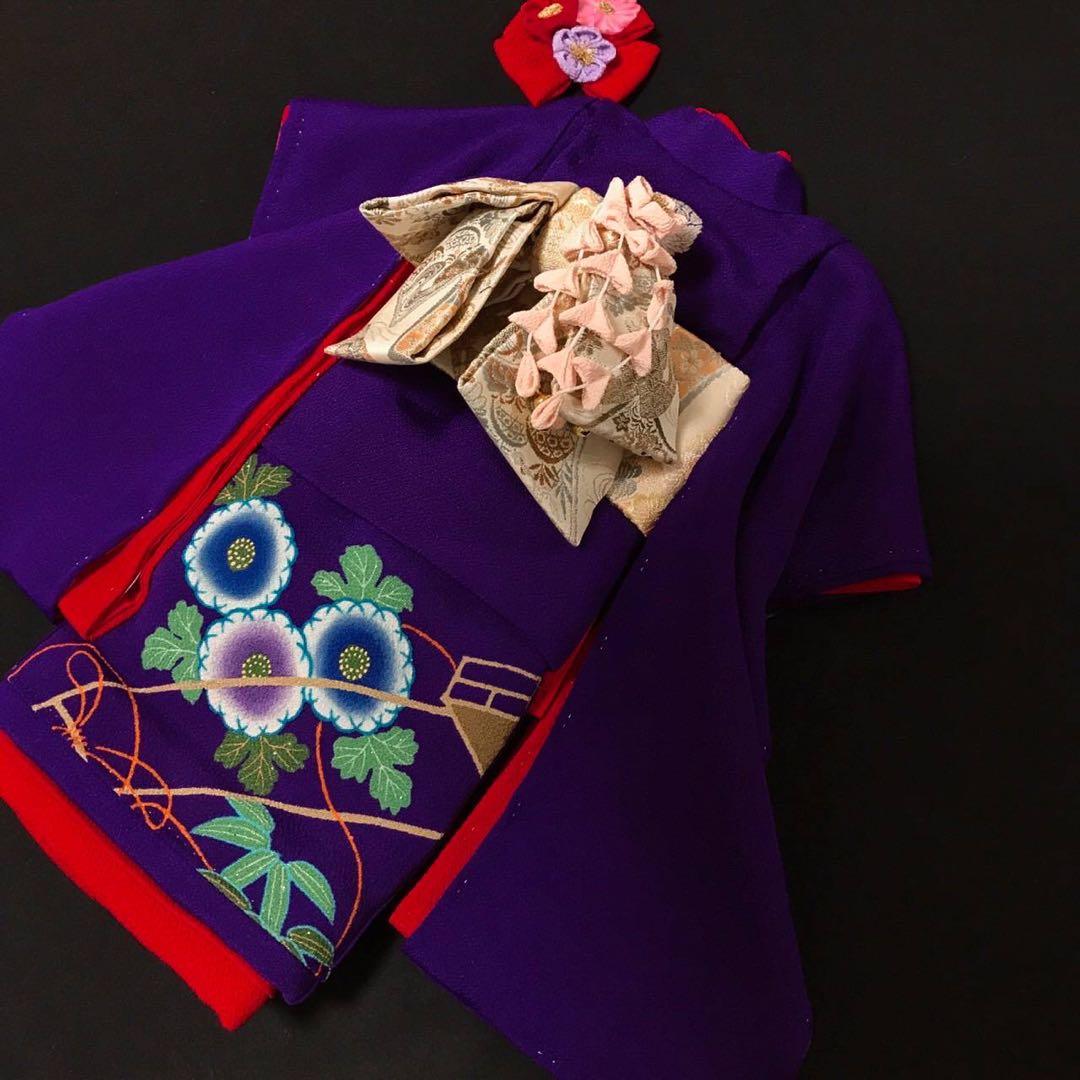 ＊ 市松人形 15号 縮緬 アンティーク 着物 帯 ＊ ドール 人形