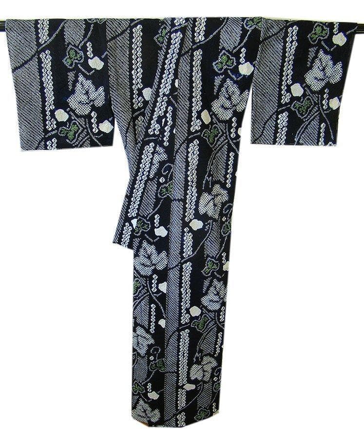 美品 鳴海 総絞り 浴衣 ロング 四寸帯 ２点 セット 綿 Ym115-A