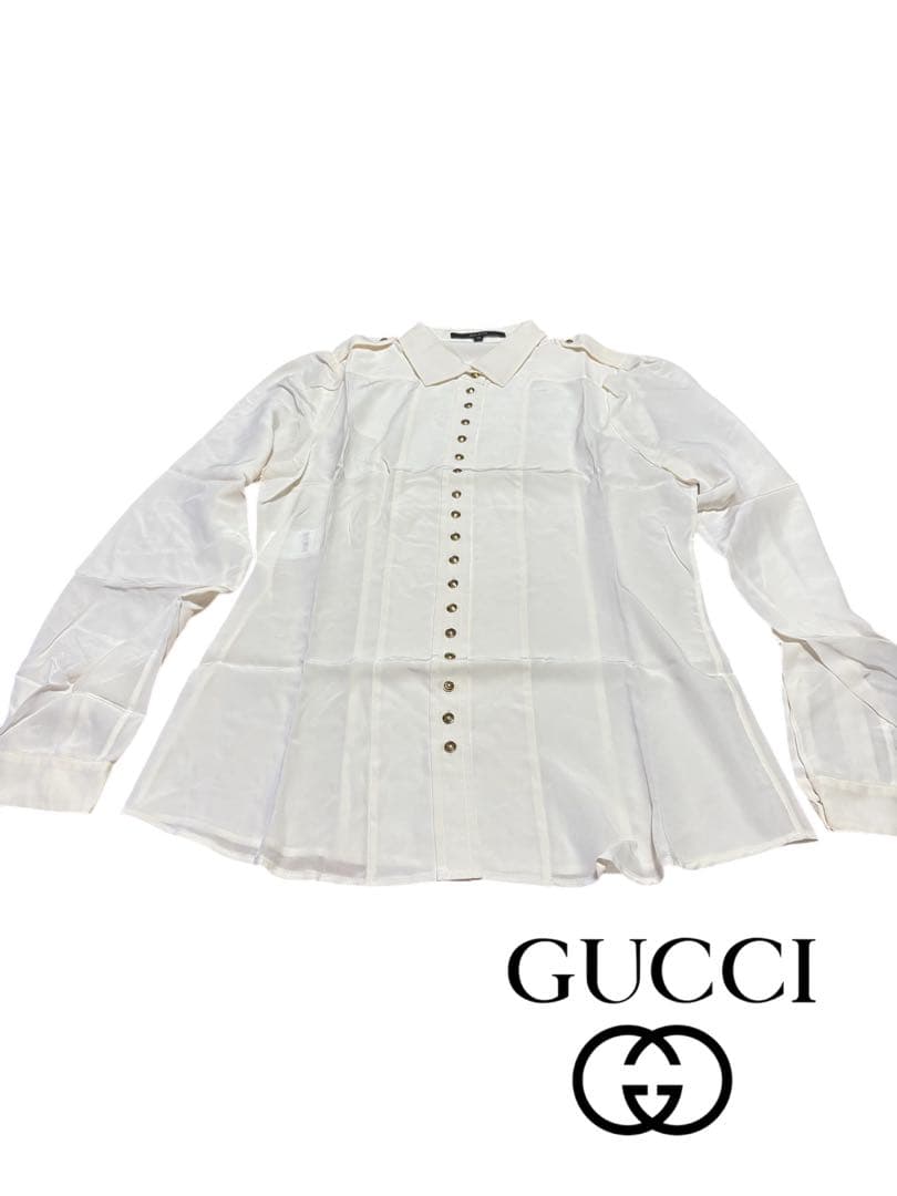 未使用品 GUCCI ブラウス 100%シルク ヴィンテージ品 42サイズ M