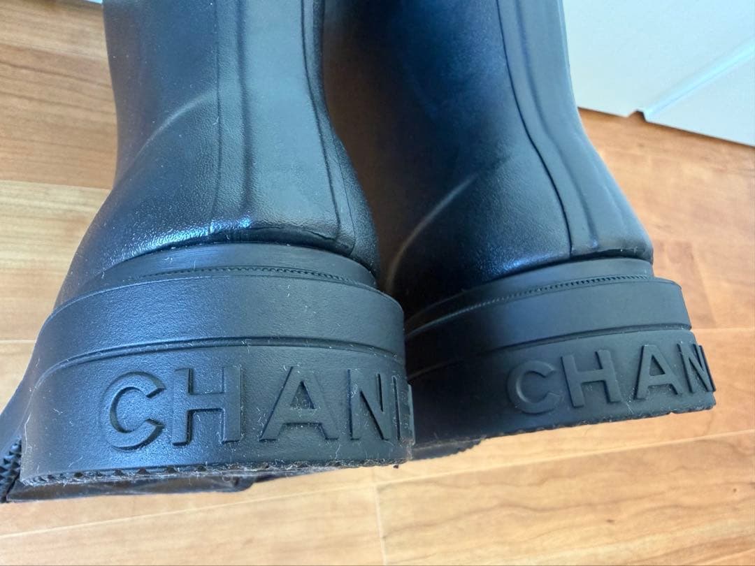 新品未使用　CHANEL シャネル ブラック レインブーツ　39