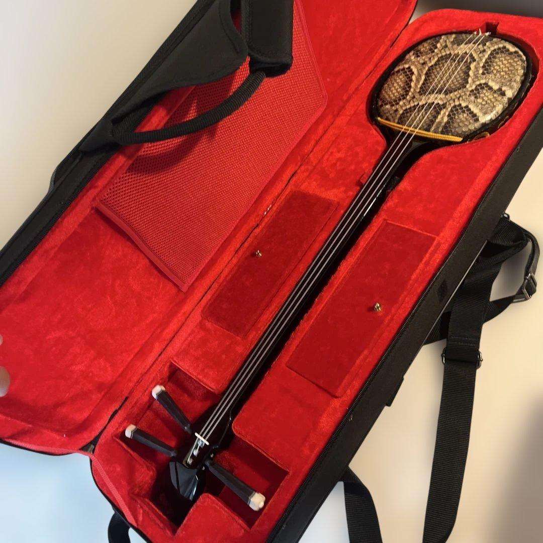 三線　沖縄三線　ほぼ未使用品　本革　セミハードケース