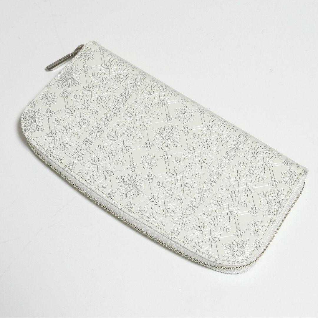 【未使用新品】友禅文庫 シルバー箔押し ファスナー長財布 牛革 日本製