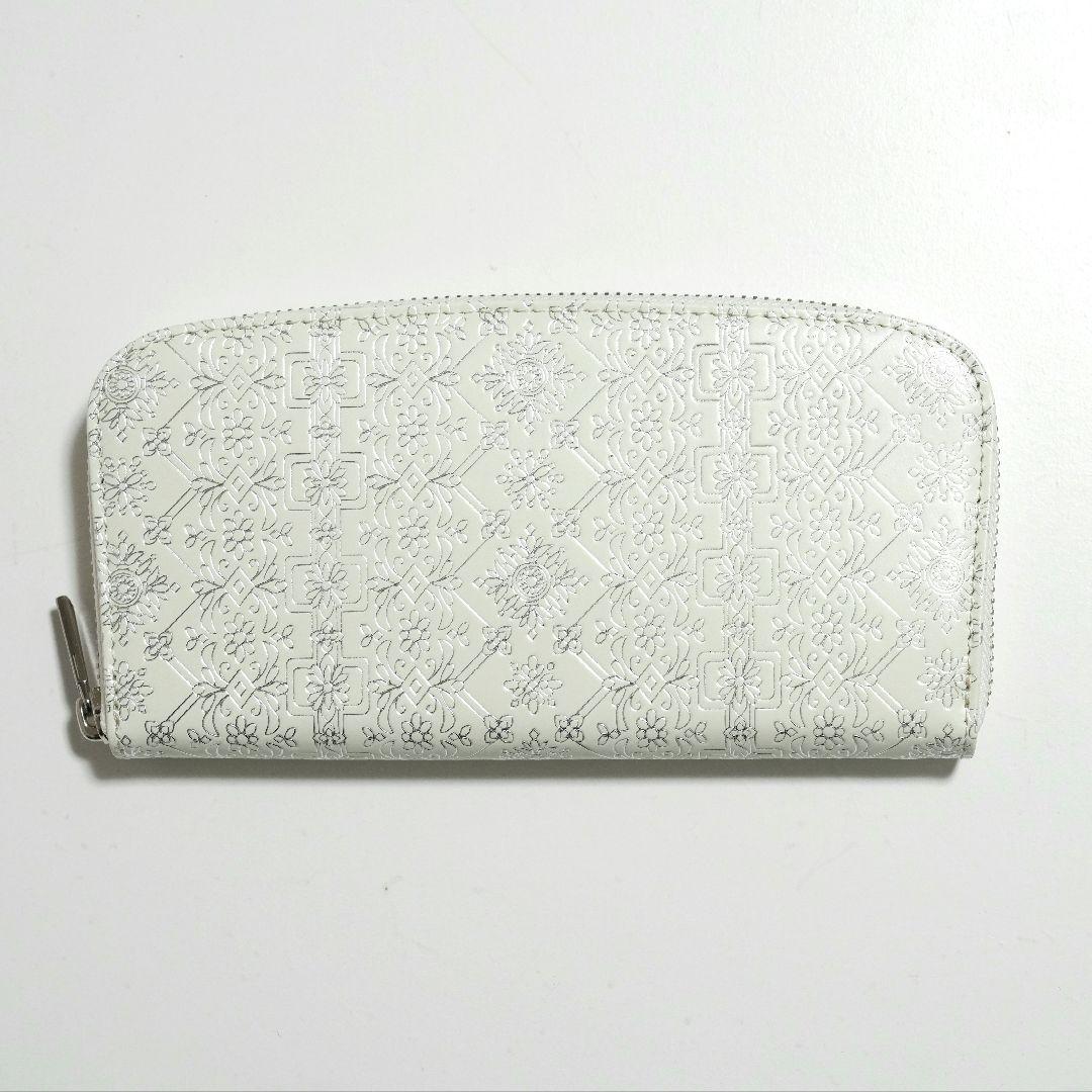【未使用新品】友禅文庫 シルバー箔押し ファスナー長財布 牛革 日本製
