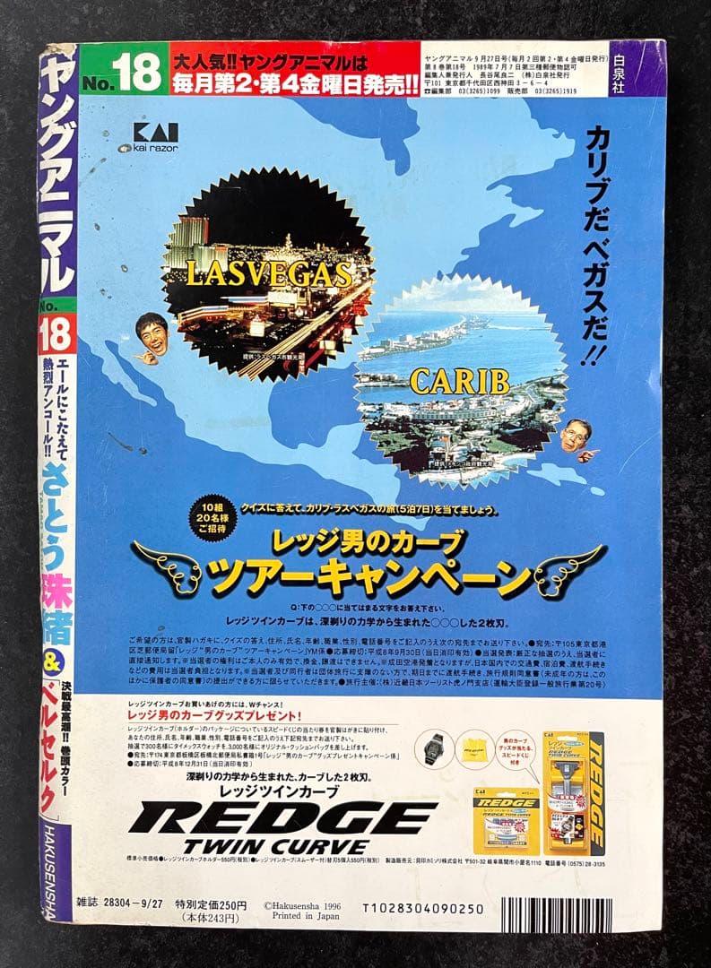 ●ヤングアニマル 1996年 No.18 ●巻頭カラー···ベルセルク 第87話