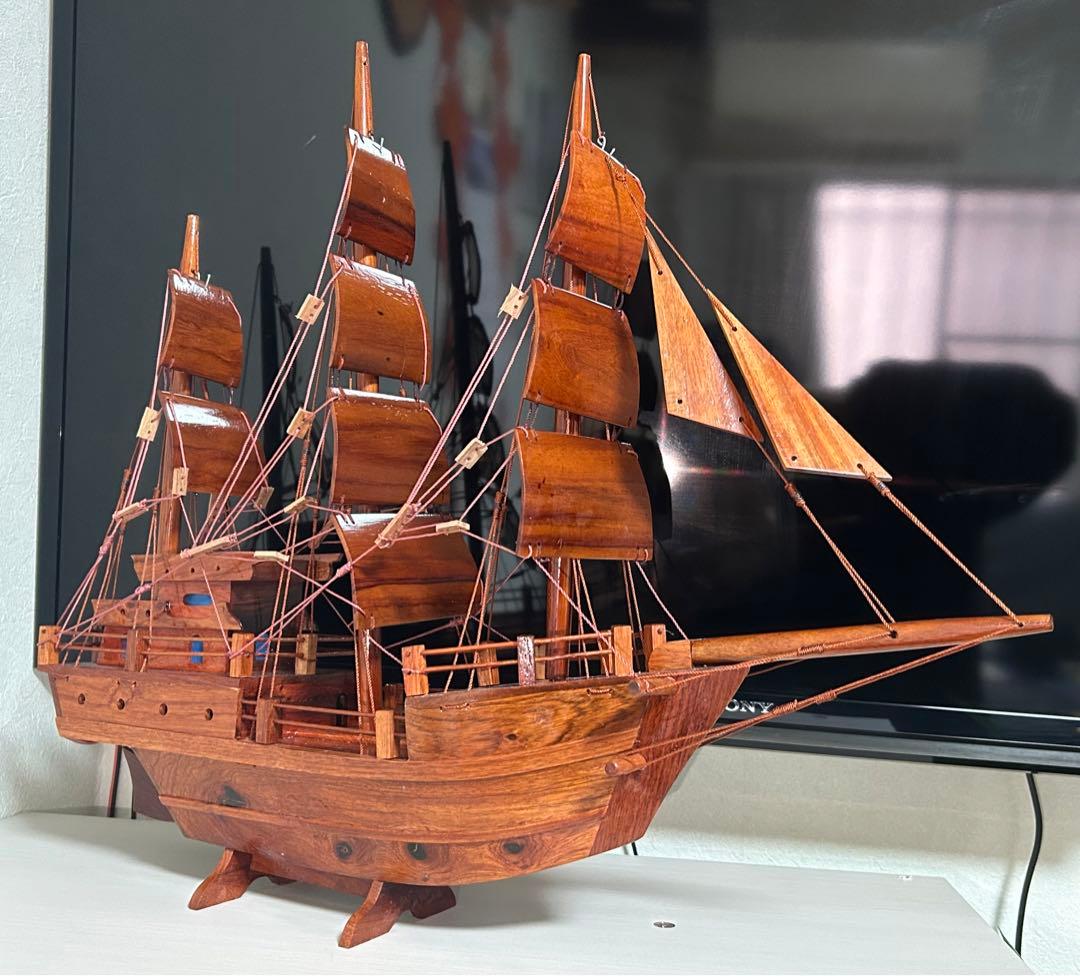 新品 木製 帆船模型 大型 インテリア オブジェ