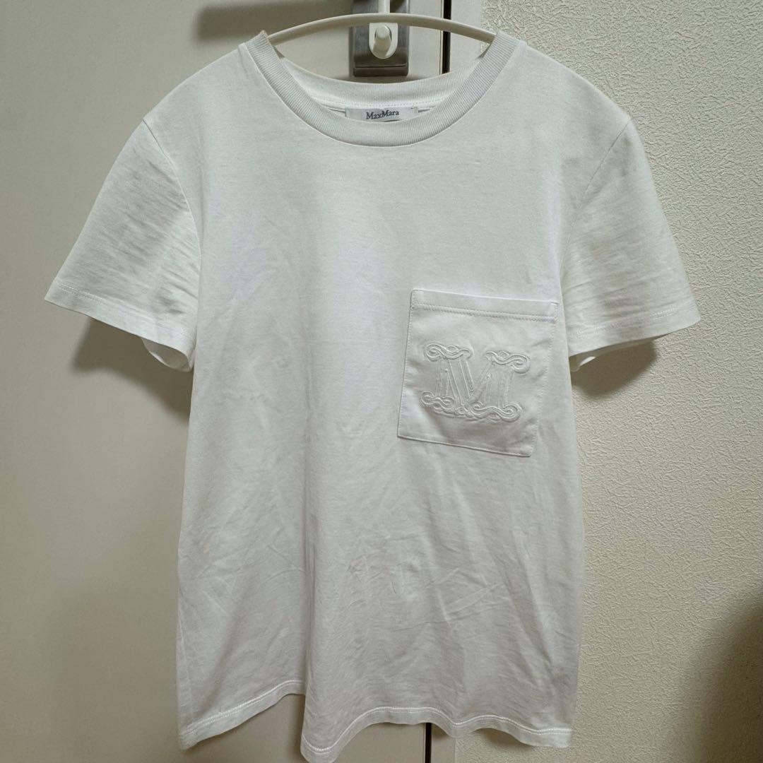 MaxMara Tシャツ ワンポイント 刺繍 ポケット ホワイト トップス