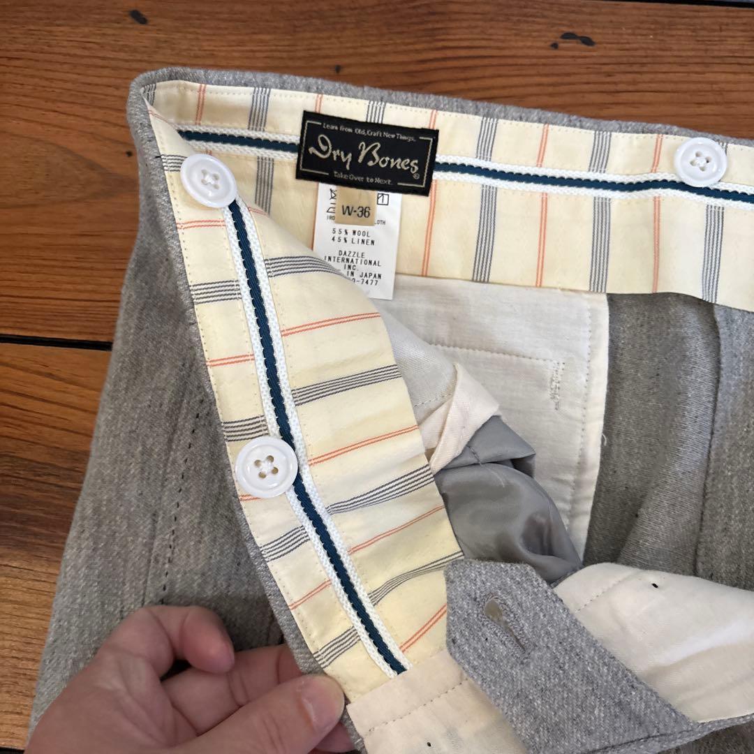 【新品未使用】ドライボーンズ ウールネップ極太 ロカビリー ワイド2タックパンツ