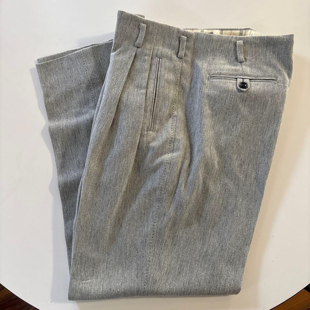 【新品未使用】ドライボーンズ ウールネップ極太 ロカビリー ワイド2タックパンツ