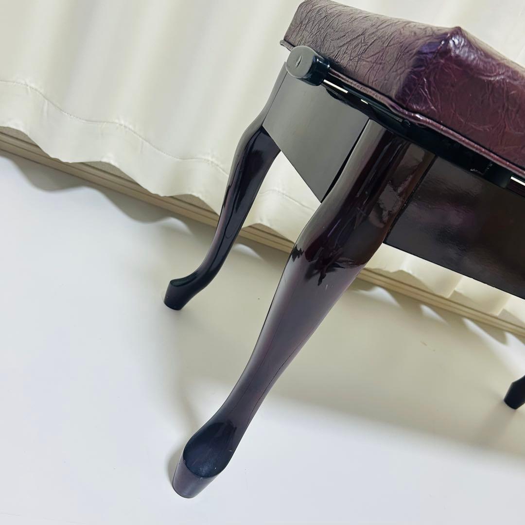 【美品】ピアノ椅子 高低自在椅子 椅子 ベンチ 猫脚 ワインレッド 赤