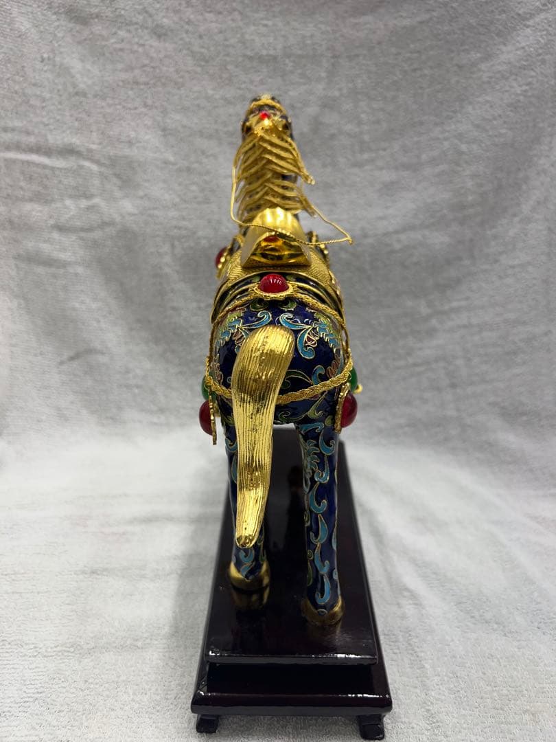 中国工芸　七宝焼　馬　金工細工馬置物