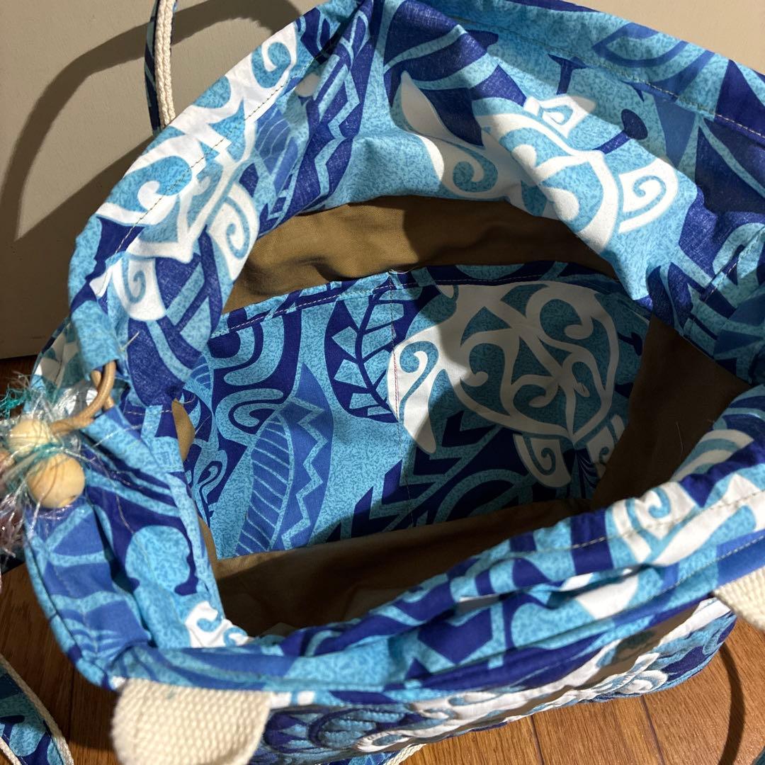 ハワイアン　ミシンキルト　2ウェイバッグ　ホヌ