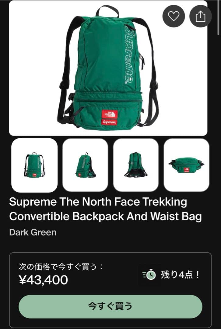 Supreme The North Face リュック・ウエストバッグ 緑