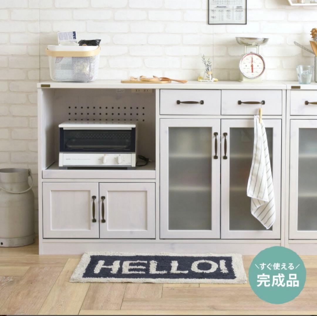 美品✴︎ホワイト木製食器棚 レンジボード