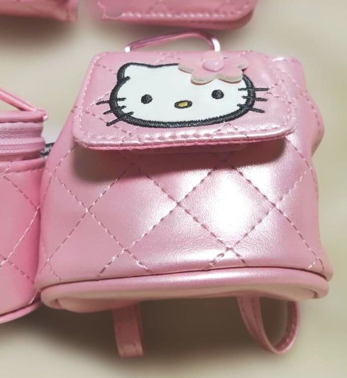 専用　キティミニチュアキルト　リュックポーチ　バニティ形ケースウォレット　ミラー