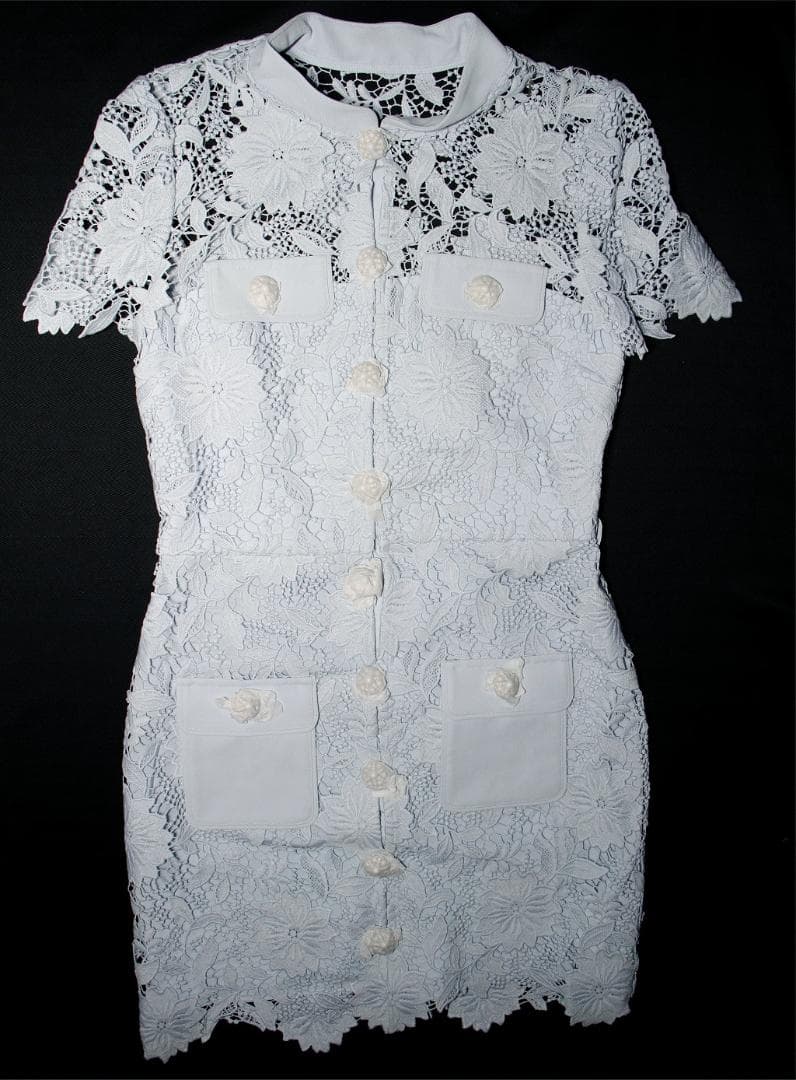 コ*マ様 セルフポートレイト ワンピース ギピュールレース ブルー UK8 未使