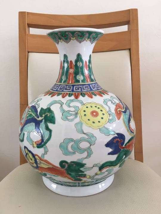 希少 花瓶 花生 唐物 中国美術  清時代 同治年製 色絵