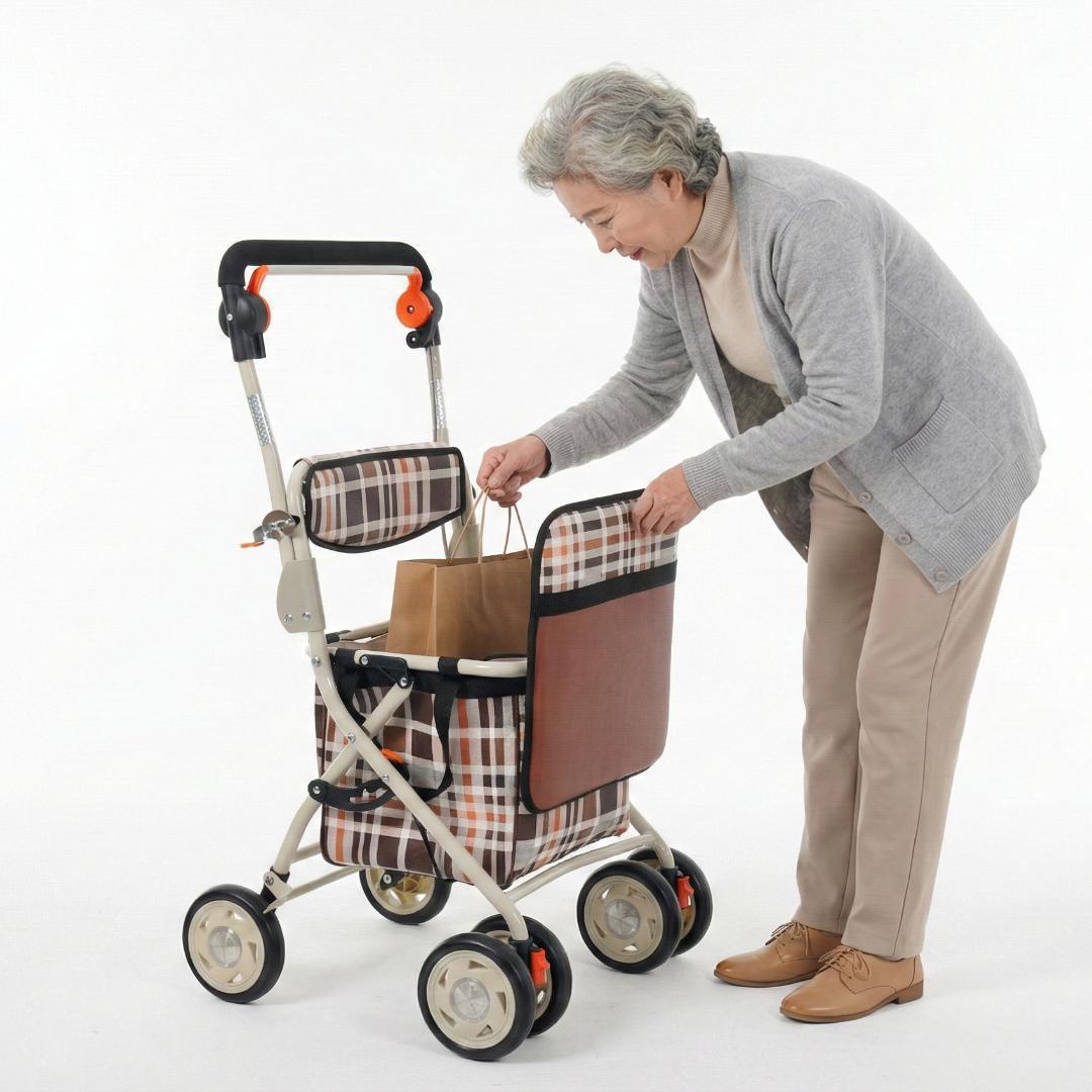 歩行器 歩行車 シルバーカー キャスター 室外用 高さ調整可能 折りたたみ可能