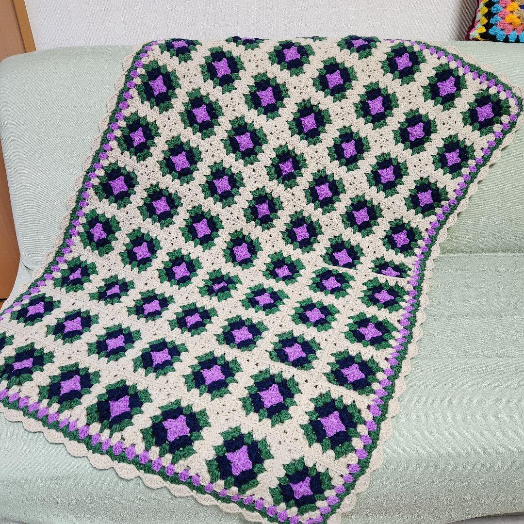 モチーフ編み【1】ハンドメイド　ブランケット　マルチカバー