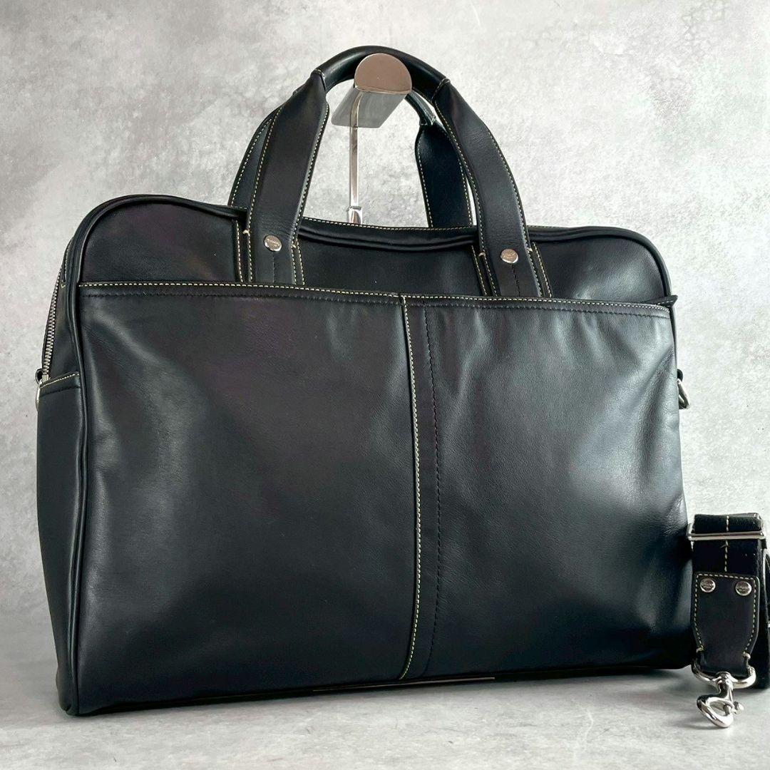 極美品 コーチ レガシー 2way 2室 ビジネスバッグ レザー A4 ブラック