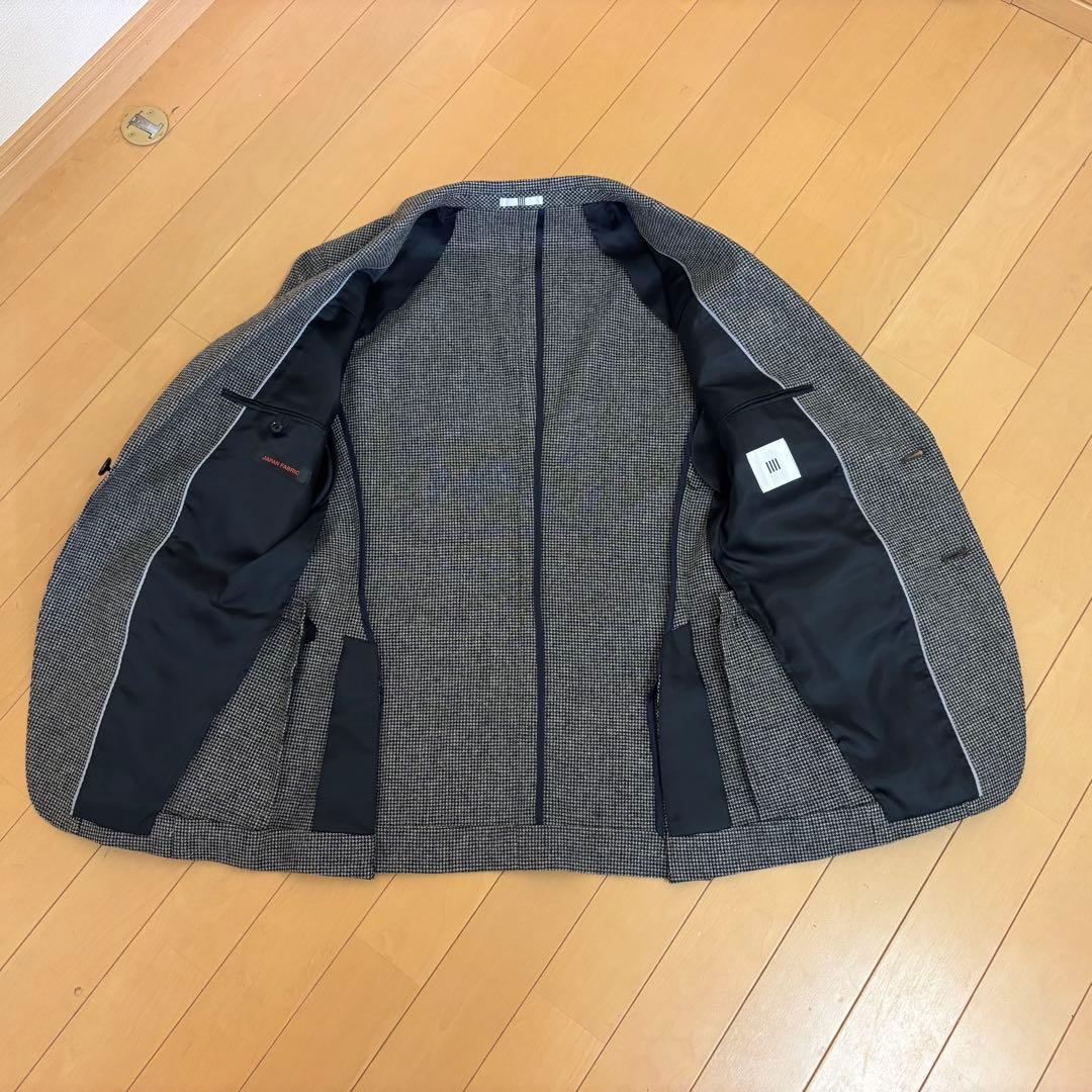 うっちースーツセレクト　尾州ウール　ハウンドトゥース　黒グレー　Y4