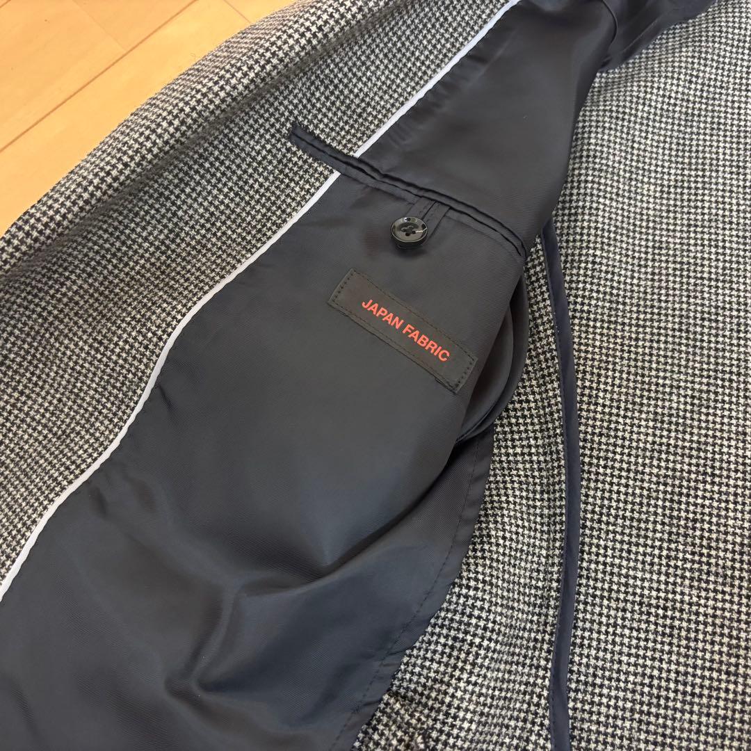 うっちースーツセレクト　尾州ウール　ハウンドトゥース　黒グレー　Y4