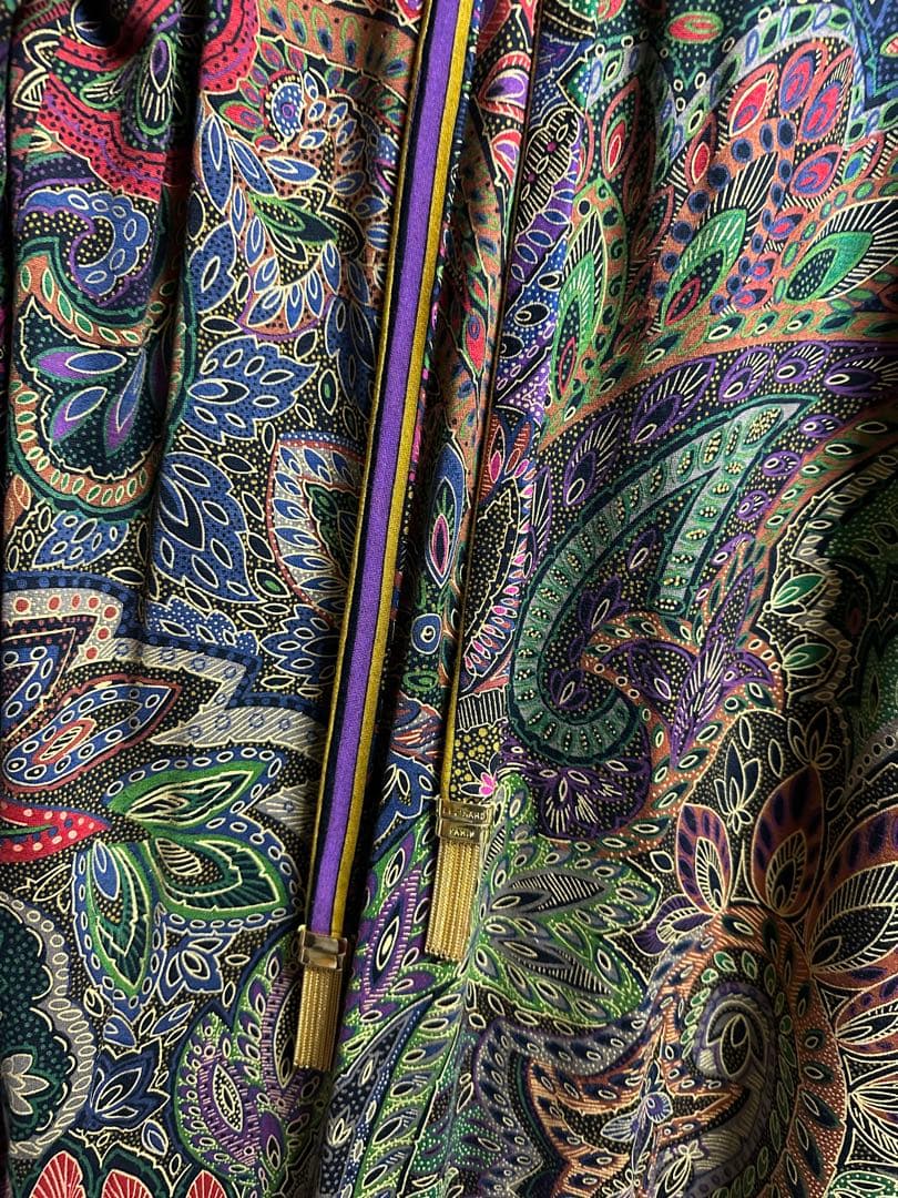 LEONARD ペイズリー柄 長袖 ロングワンピース ベルト付