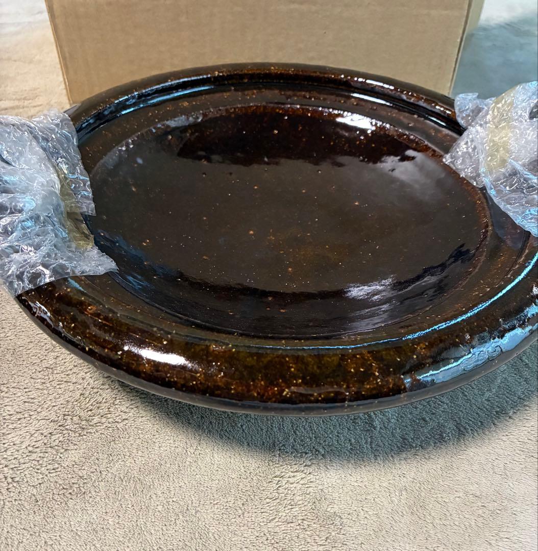 伊賀土楽 黒鍋★尺寸32cm スッポン鍋★浅い鍋