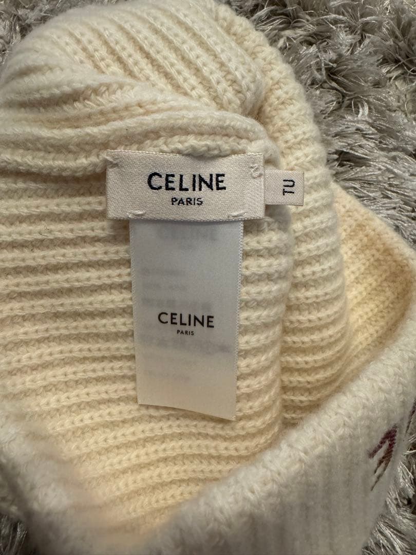 CELINE ニット帽 ホワイト