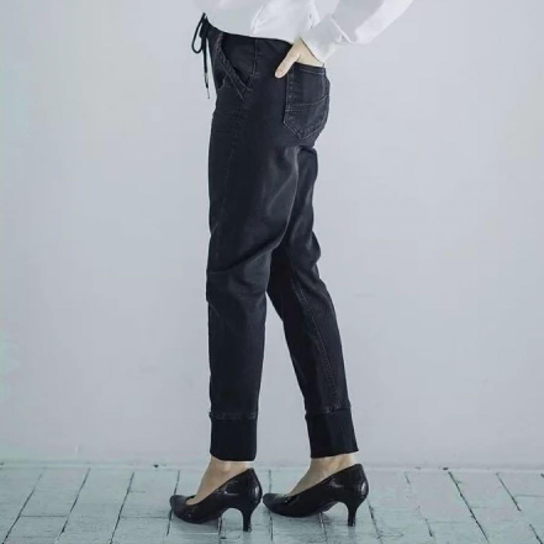 ★セール 新品 送料込★INDIMARK ジーンズ 裾リブ W158-1 黒★