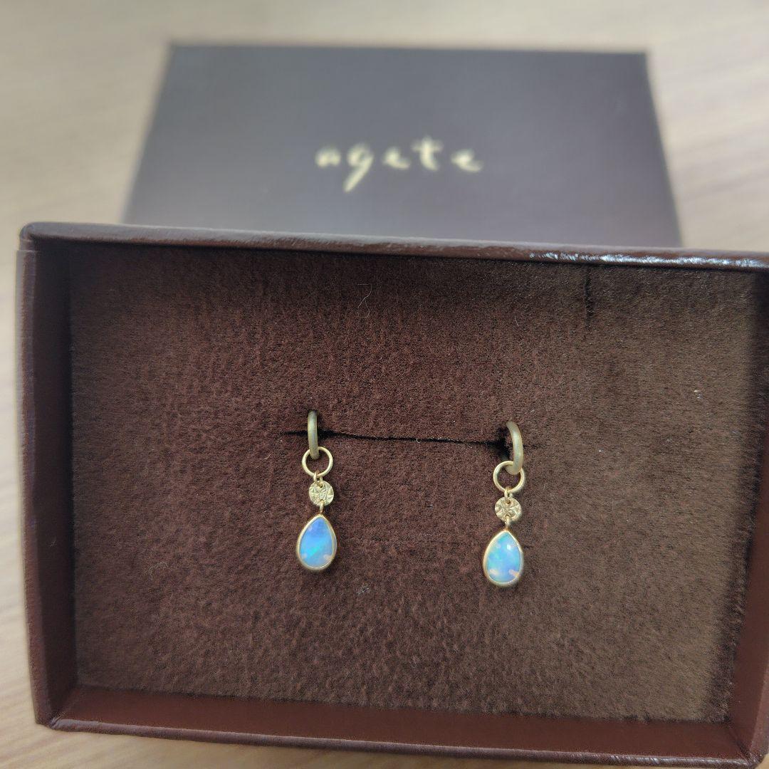 agete ゴールド オパールドロップ チャーム