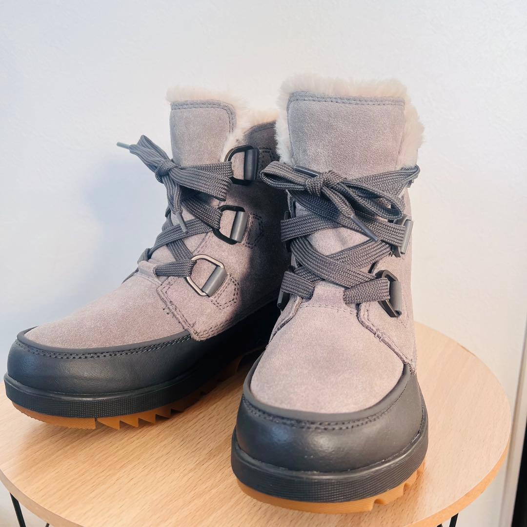 【美品】SOREL ソレル スノーブーツ グレー 防水 防寒 24㎝