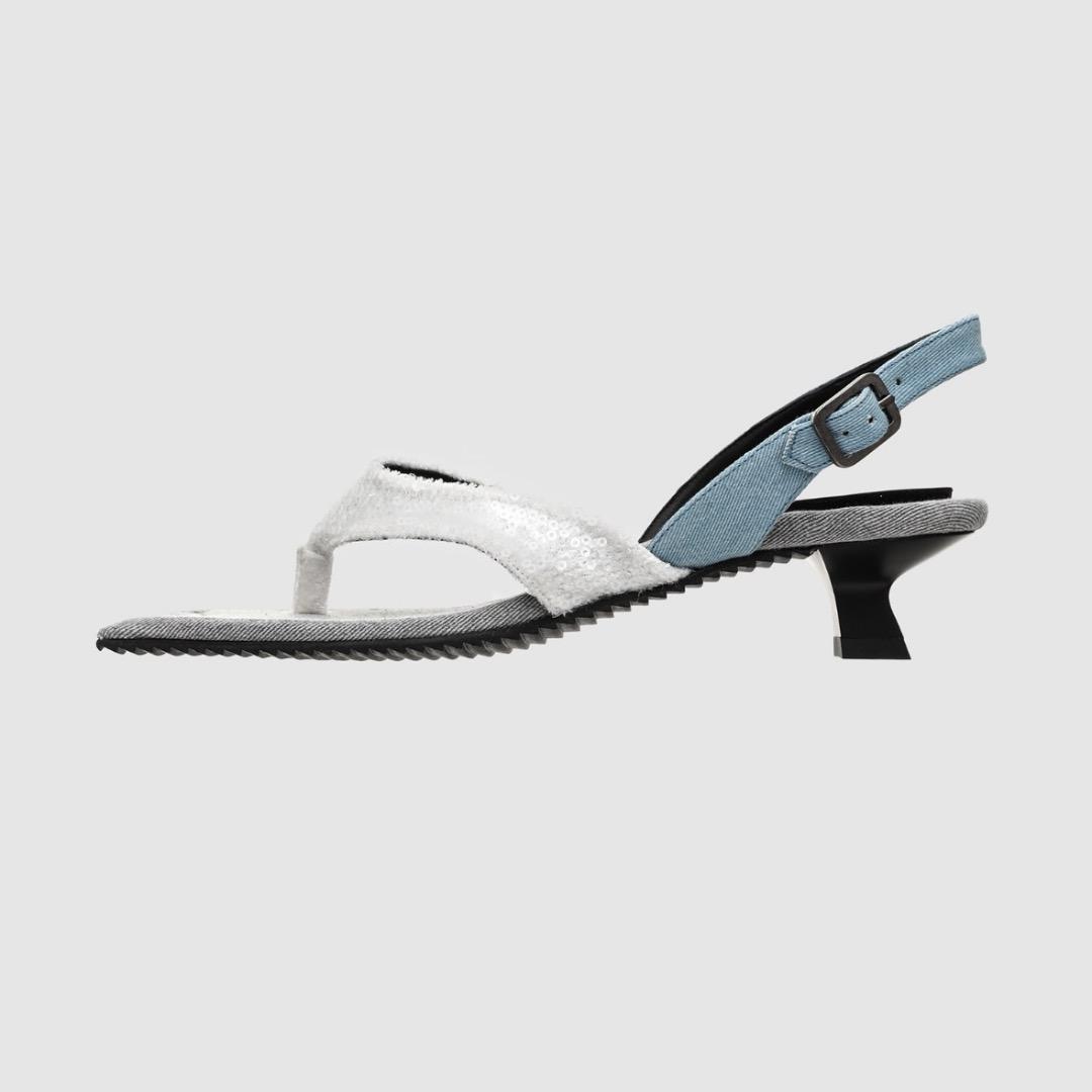 新品 Paula Canovas del Vas ヒールサンダル グレー 37