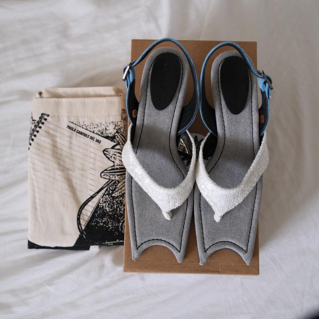 新品 Paula Canovas del Vas ヒールサンダル グレー 37