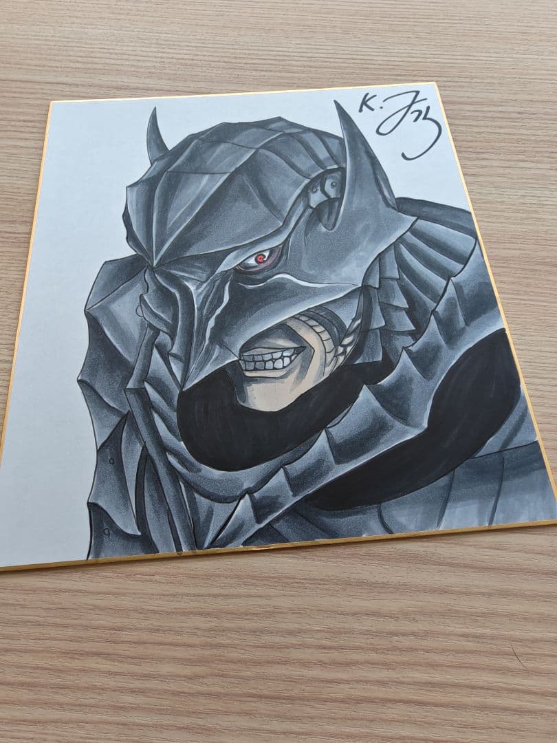 ベルセルク　手描きイラスト入りサイン色紙