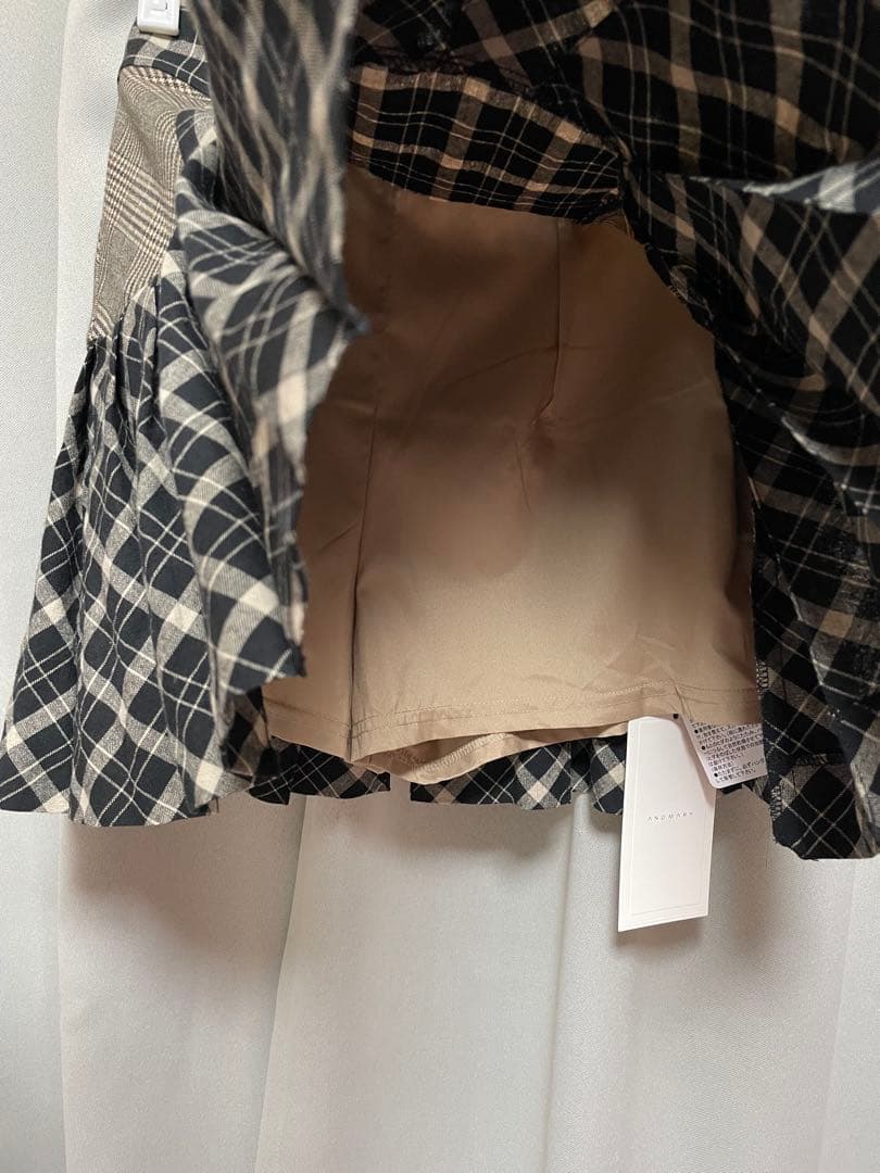 スカート andmary Coco check pleats skirt black M